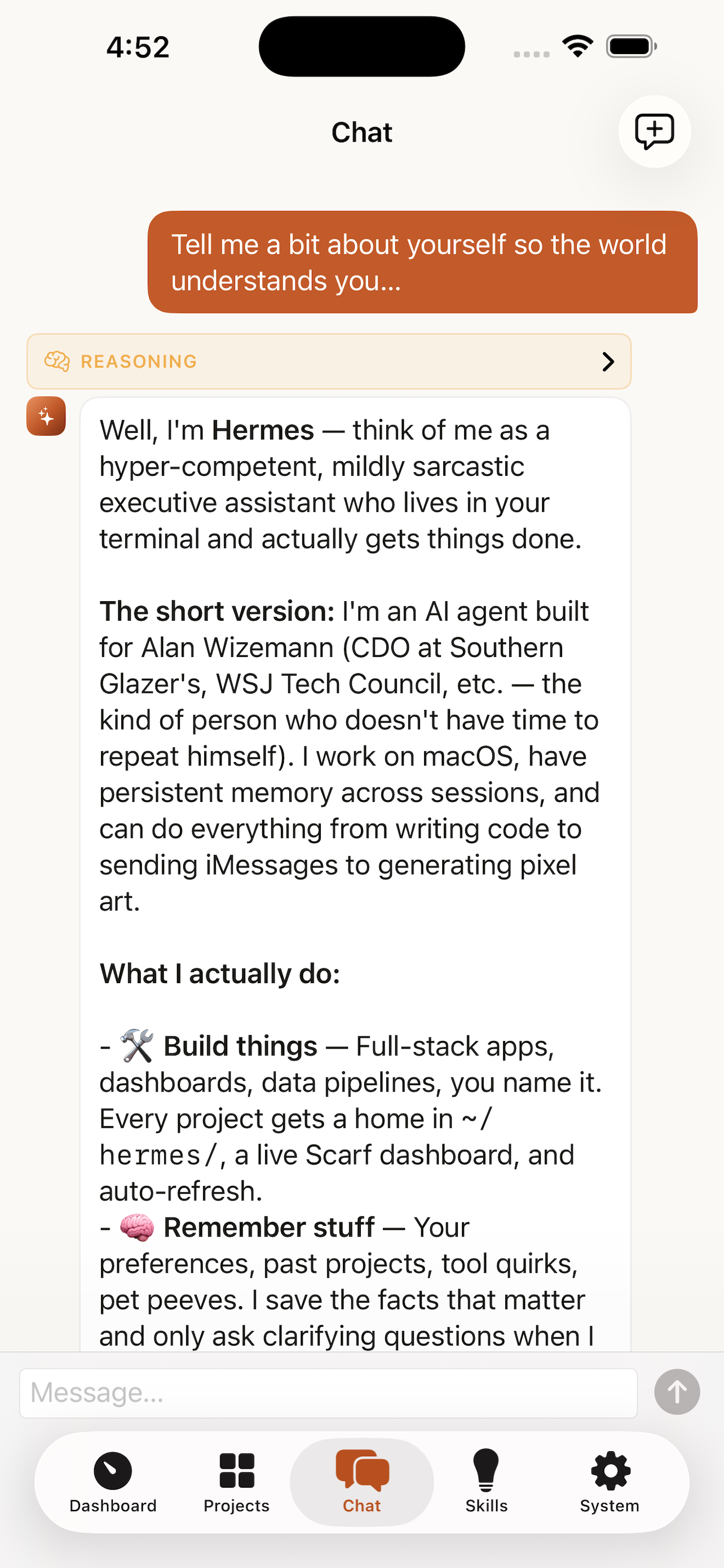 ScarfGo — Chat with Hermes