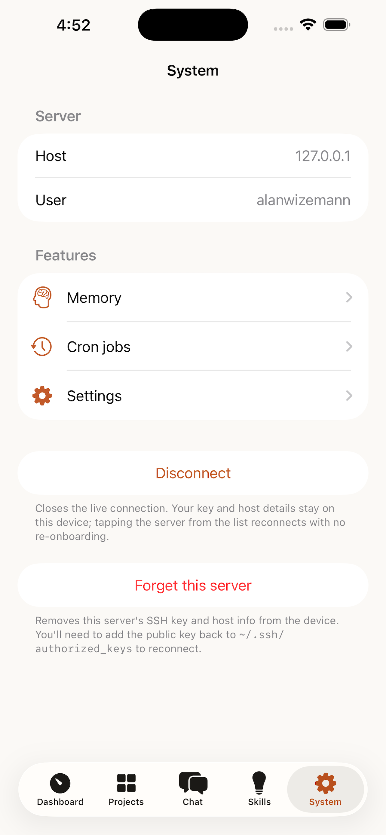 ScarfGo — System tab